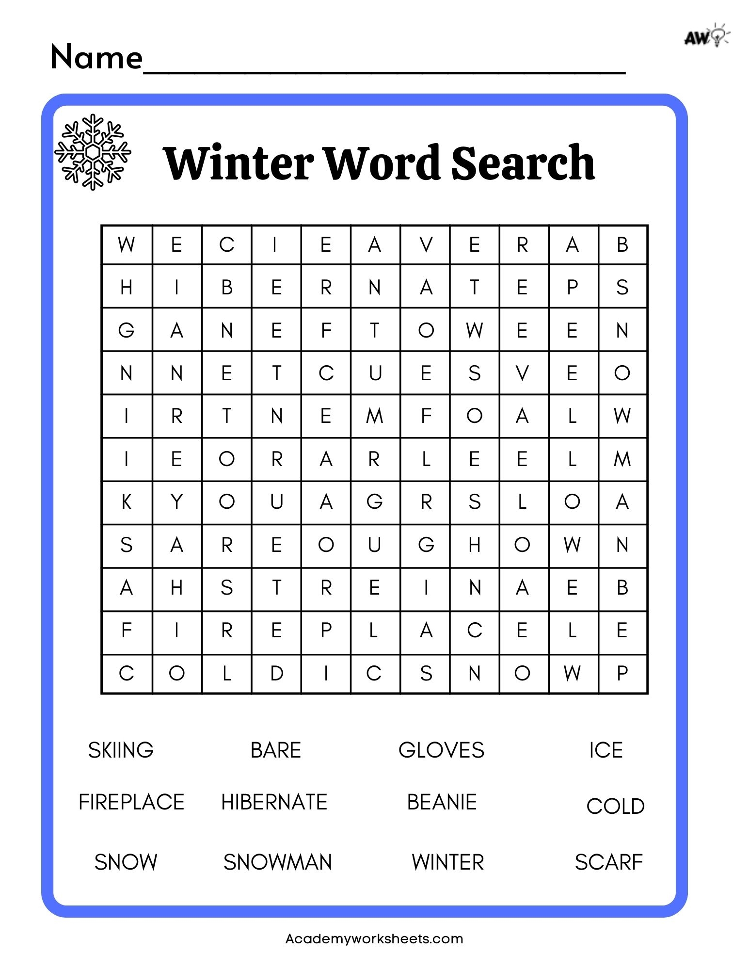 Winter Wordsearch Free Printables Academy Worksheets Winter Wordsearch Free Printables Academy Worksheets