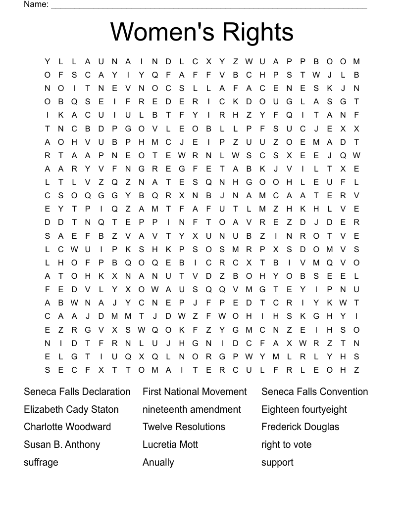 Women s Rights Word Search WordMint