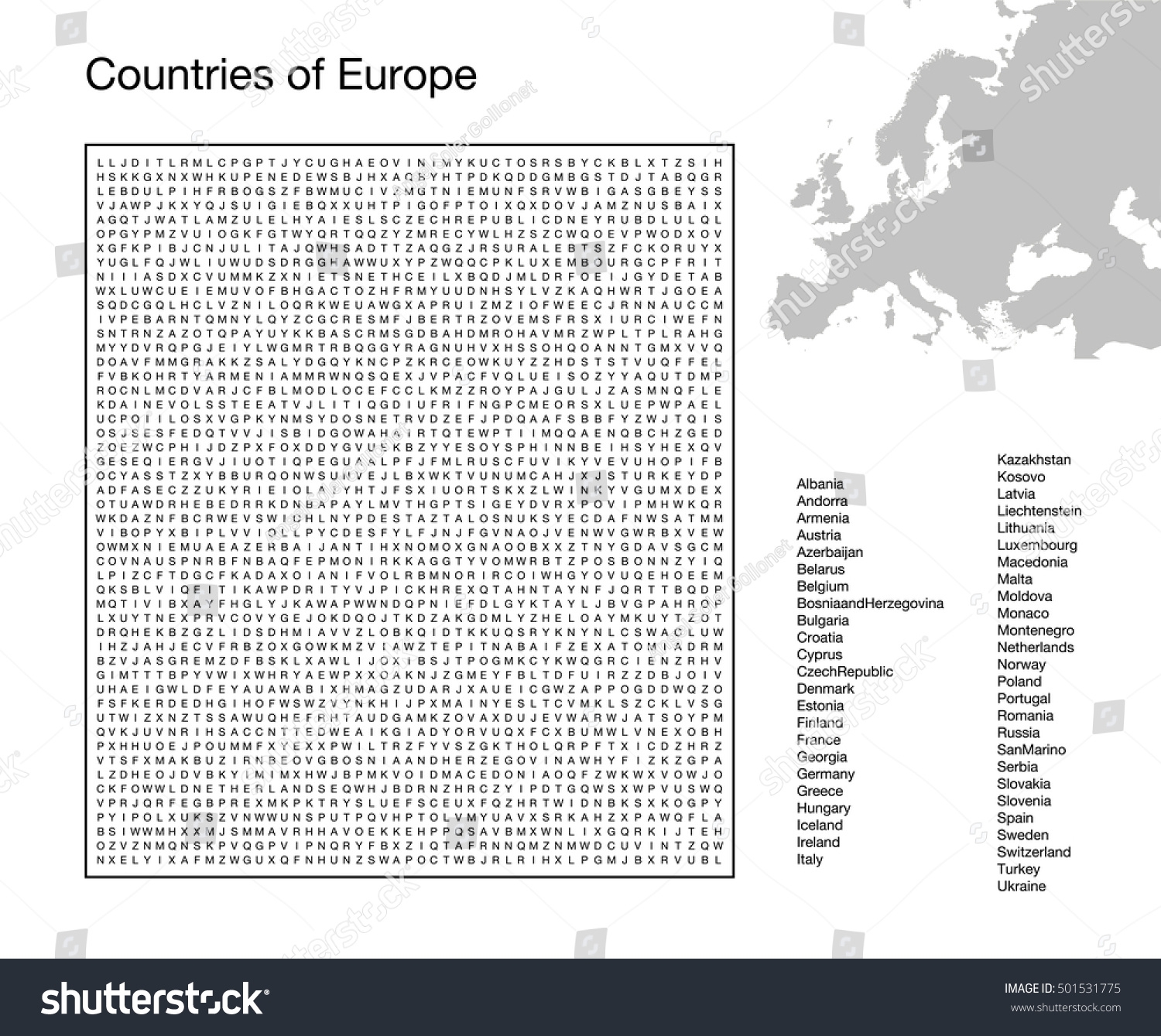 Word Search Puzzle About Countries Europe Stock Vector Royalty Word Search Puzzle About Countries Europe Stock Vector Royalty