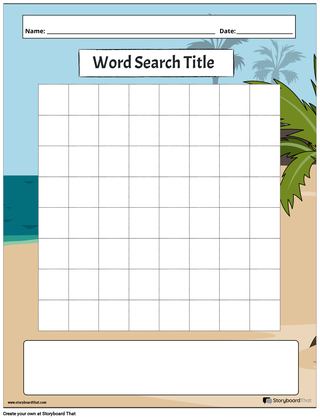 Printable Word Search Template Printable Word Search Template
