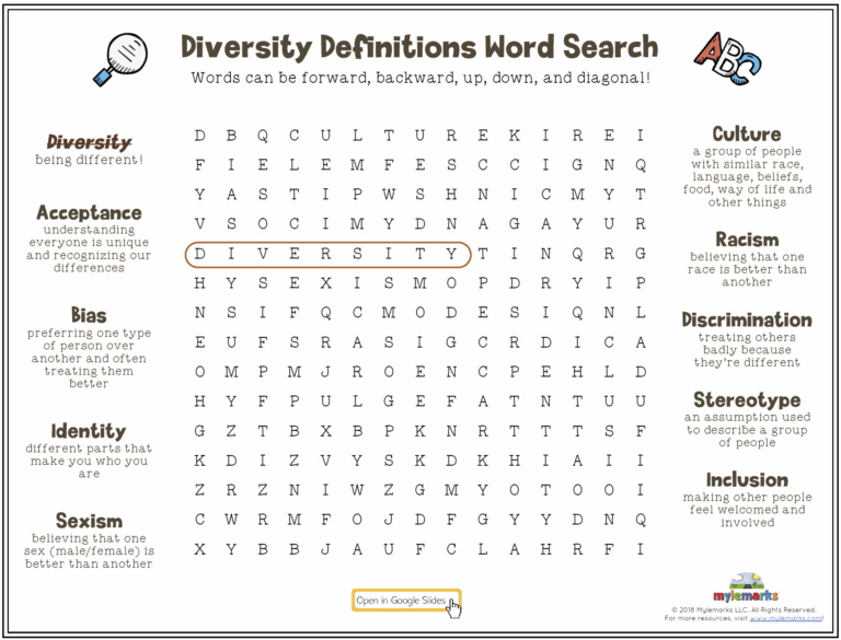 Diversity Definitions Word Search GS 