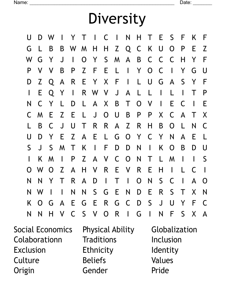 Diversity Word Search WordMint Diversity Word Search WordMint
